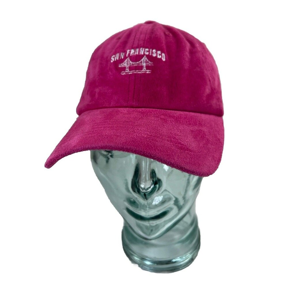 San Francisco Embroidered Baseball Hat Ball Cap Faux Pink Suede Tourist Travel